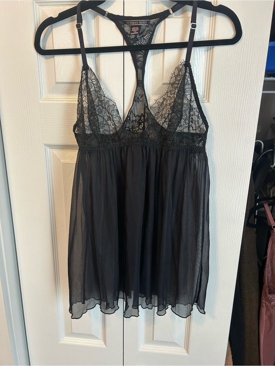 Victoria's Secret Other - Victoria's Secret Black Lace & Sheer Chiffon Chemise